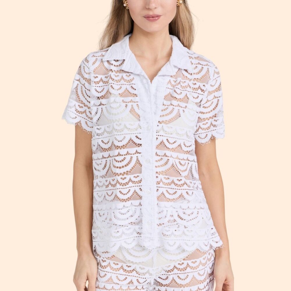 PQ Swim Lace Button Top